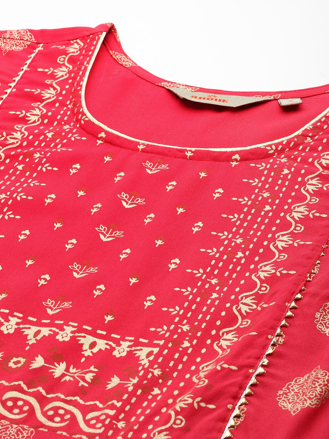 Anouk Ethnic Motifs Print A-Line Kurta with Trousers & Dupatta
