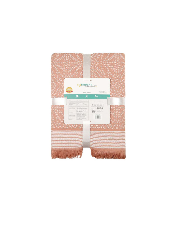 MYTRIDENT Orange-Coloured & White Ethnic Motifs Printed Cotton 500 GSM Bath Towel