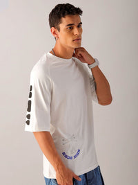The Indian Garage Co Men Pure Cotton Back Printed Oversized Round Neck T-shirt