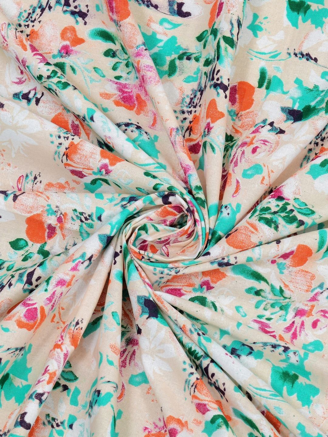 BOMBAY DYEING Dream Lover Green Floral Cotton 104 TC Queen Bedsheet Set 2.54 m x 2.24 m