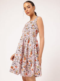 DressBerry Garden Glam Floral Print Satin-Finish A-line Dress