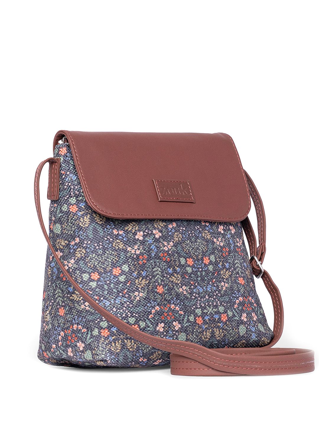 ZOUK Floral Printed Structured Sling Bag