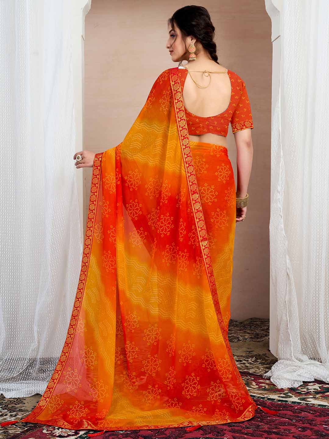 KALINI Bandhani Pure Chiffon Saree