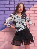 DressBerry Netted Floral Print Top with a Camisole