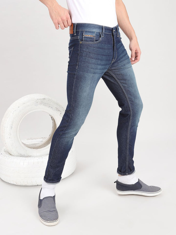 The Indian Garage Co Men Blue Slim Fit Low-Rise Clean Look Stretchable Jeans