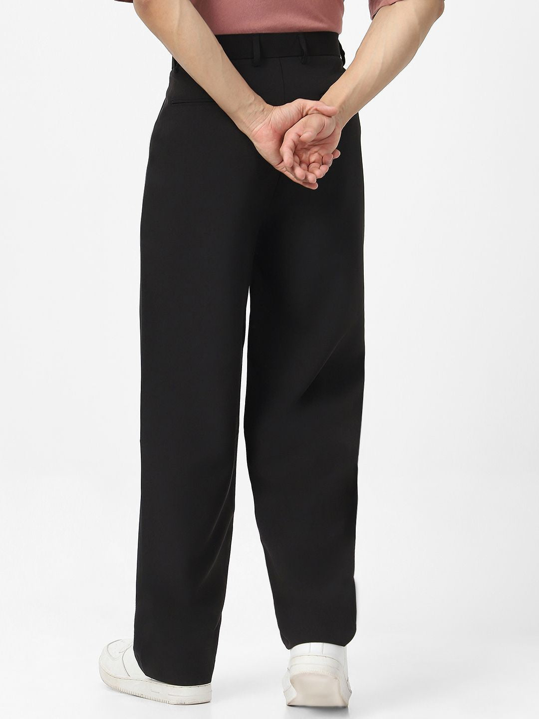 Urbano Fashion Men Black Loose Baggy Fit Solid Korean Trousers Stretchable