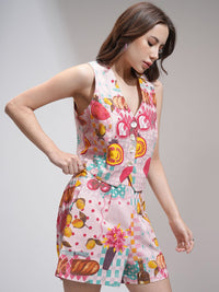 ESPYR By Tokyo Talkies Women Printed Waistcoat And Shorts Co-Ord Set