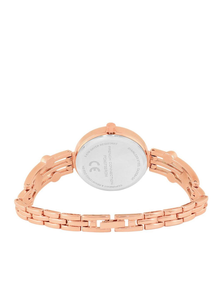 French Connection Women Embellished Dial & Stainless Steel Bracelet Style Straps Analogue Watch FCN073URGM