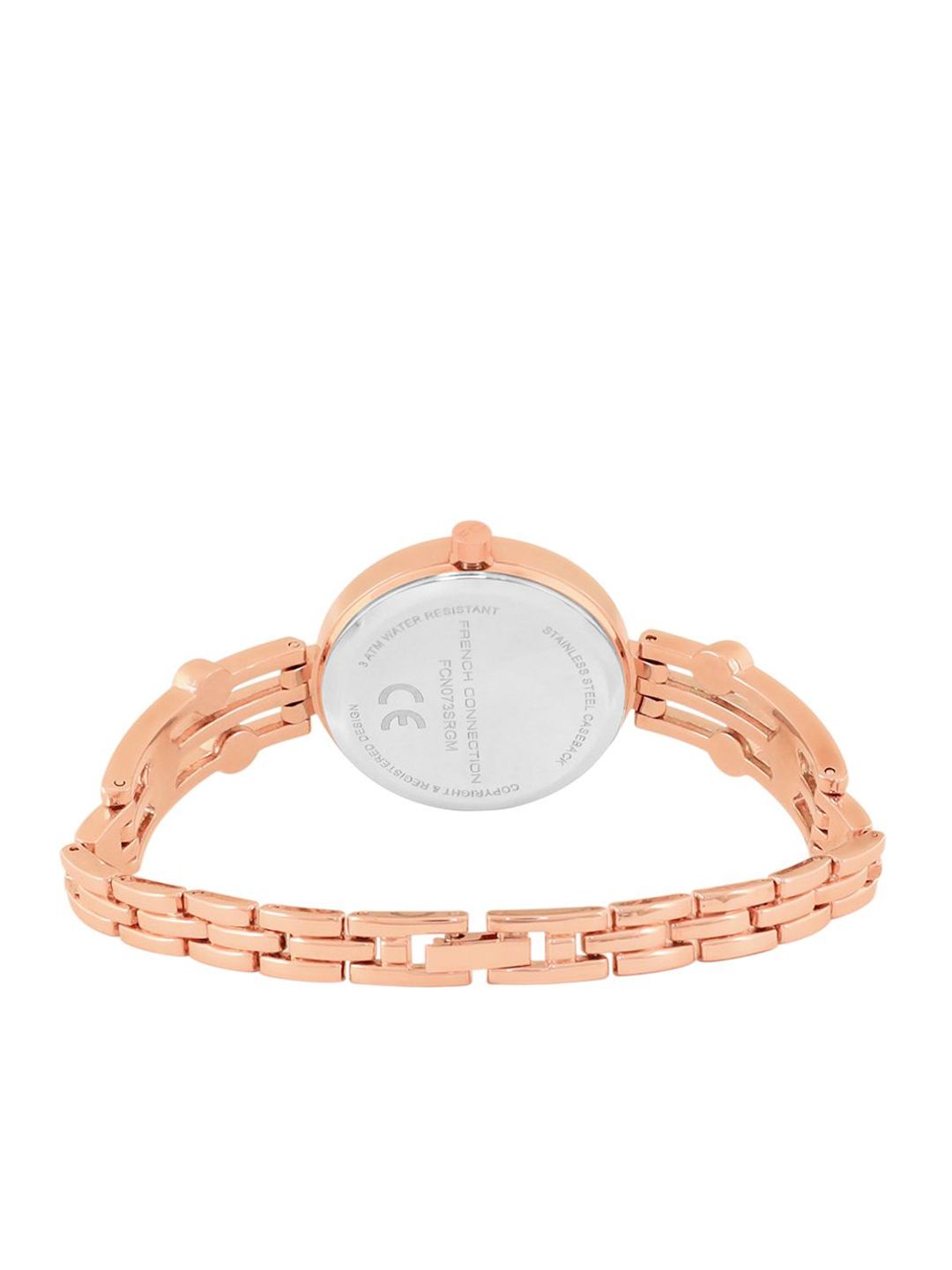 French Connection Women Embellished Dial & Stainless Steel Bracelet Style Straps Analogue Watch FCN073URGM