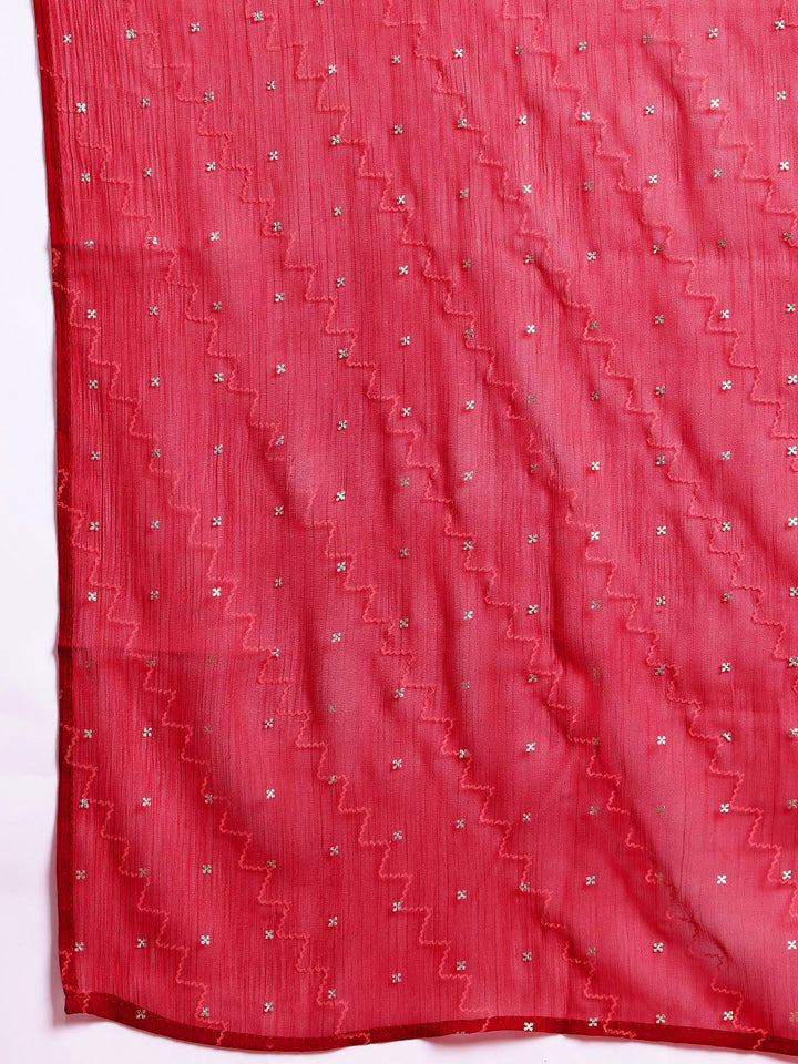 Anouk Bandhani Printed Regular Thread Work Kurta With Trousers & Dupatta