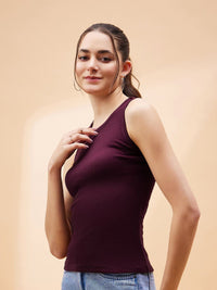 SASSAFRAS BASICS Ribbed Sleeveless Fitted Cotton Top