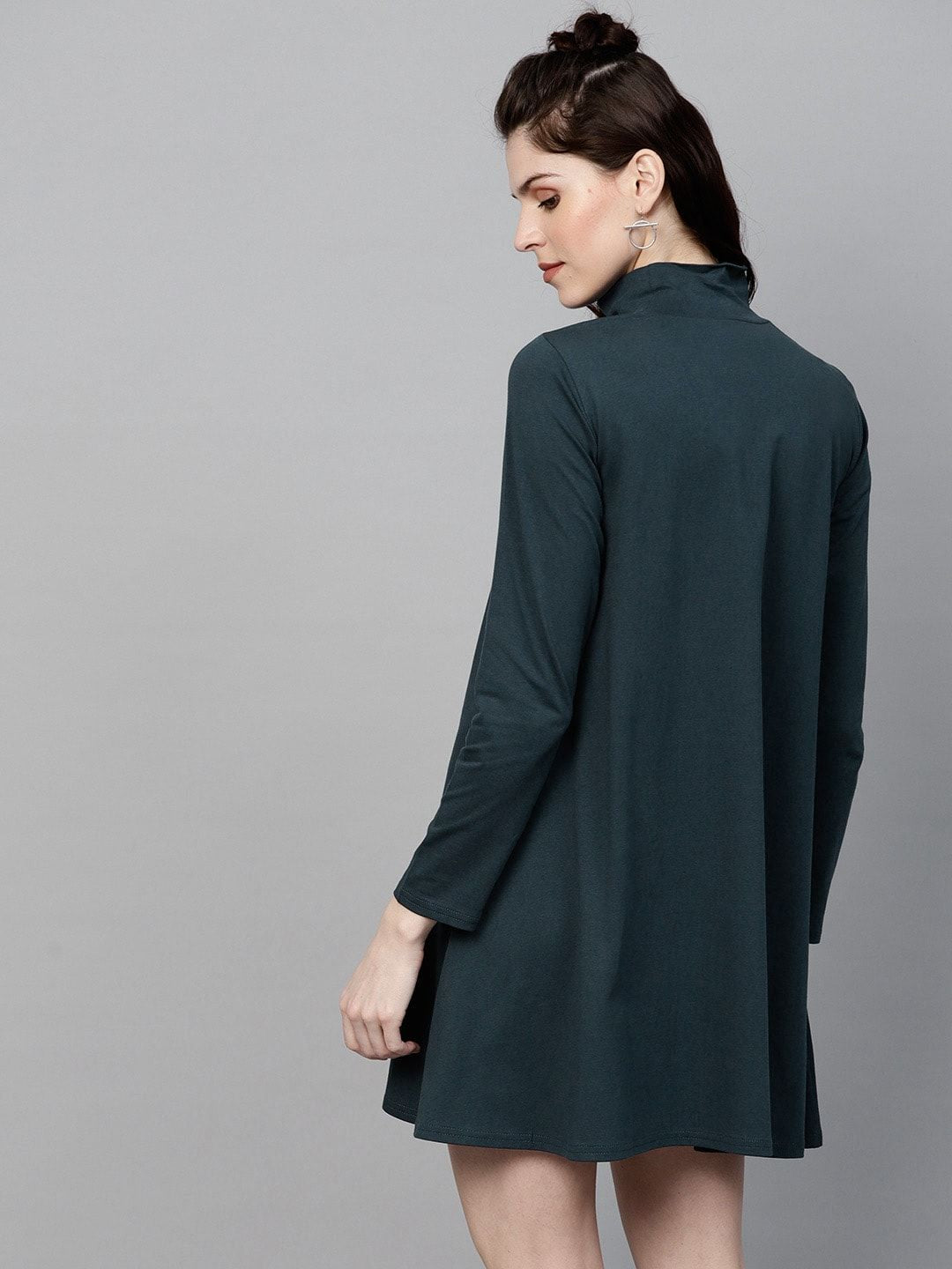 SASSAFRAS Women Teal Green Solid A-Line Dress