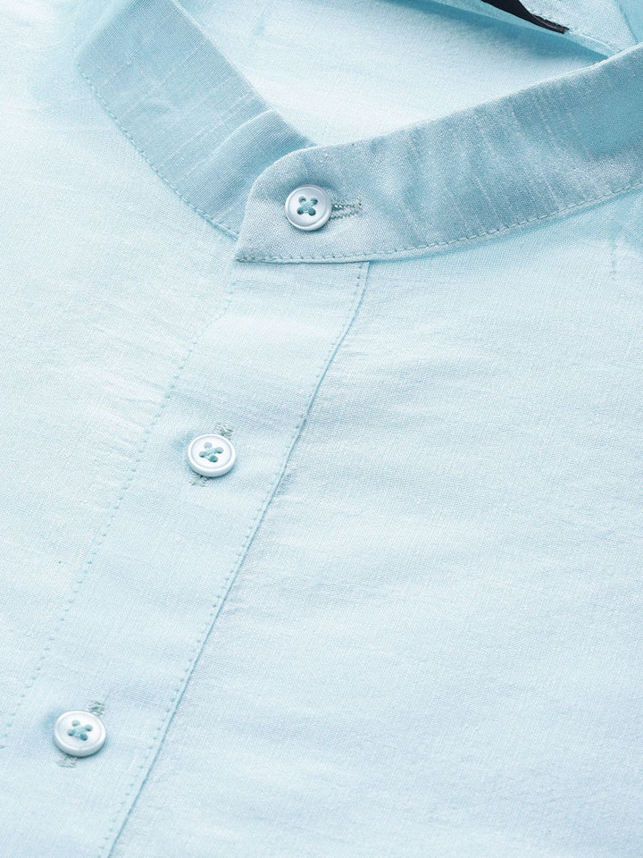 SOJANYA Men Blue & Beige Floral Printed Kurta with Churidar