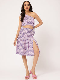 DressBerry Garden Vibes One-Shoulder Tie-Up Floral Print Co-Ords