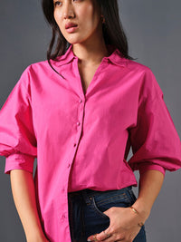 AND Puff Sleeve Cotton Shirt Style Top