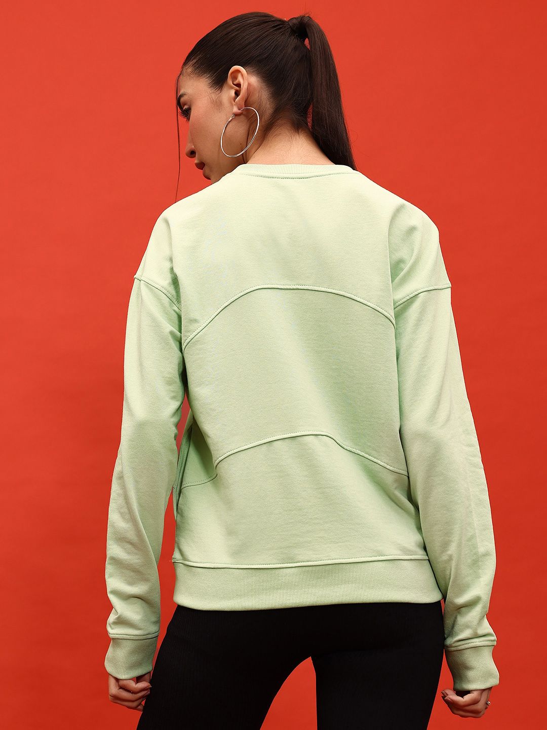 DressBerry Embroidered Detail Drop-Shoulder Sleeves Sweatshirt