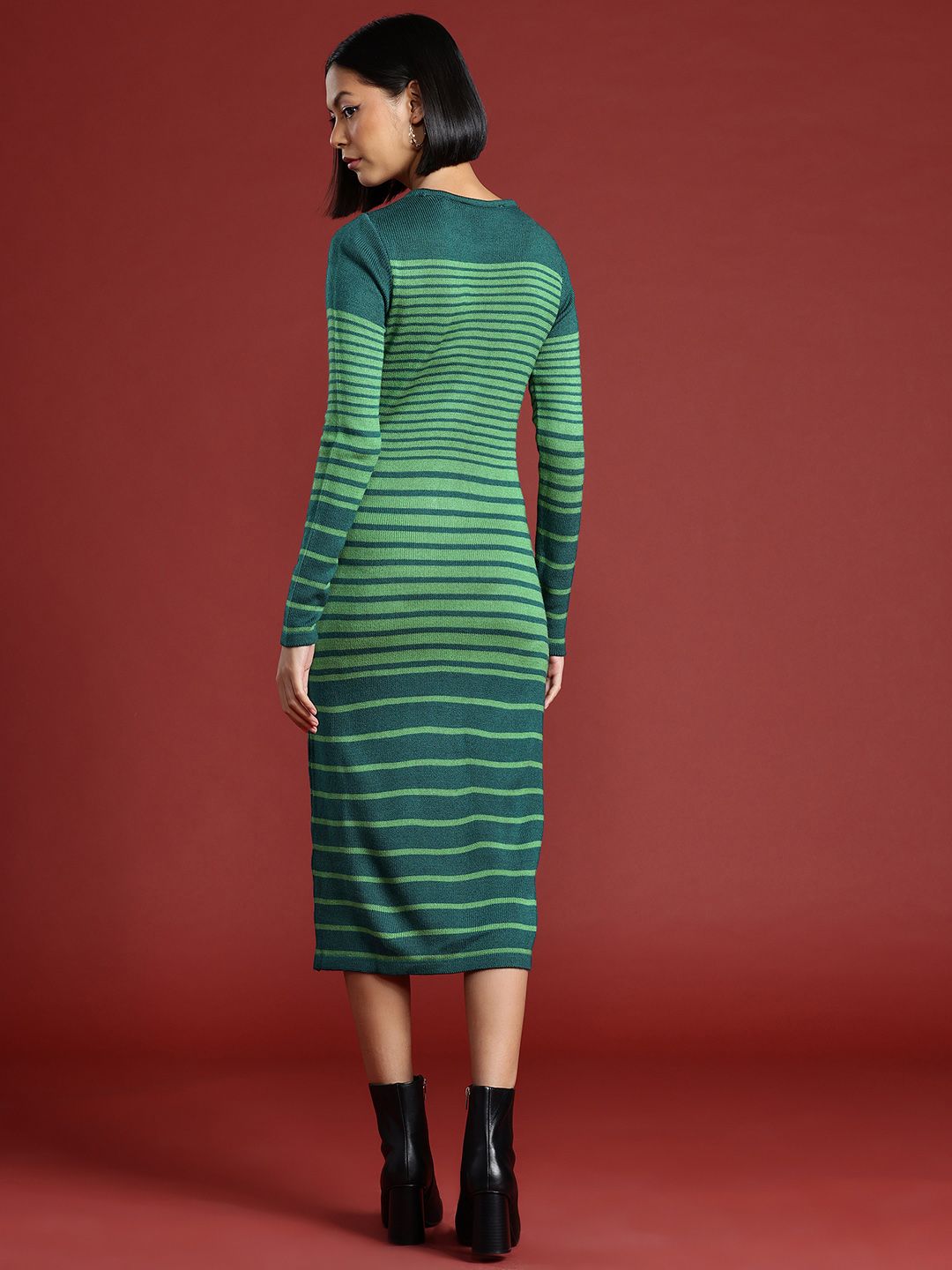 all about you Striped Acrylic Jumper Midi Dress