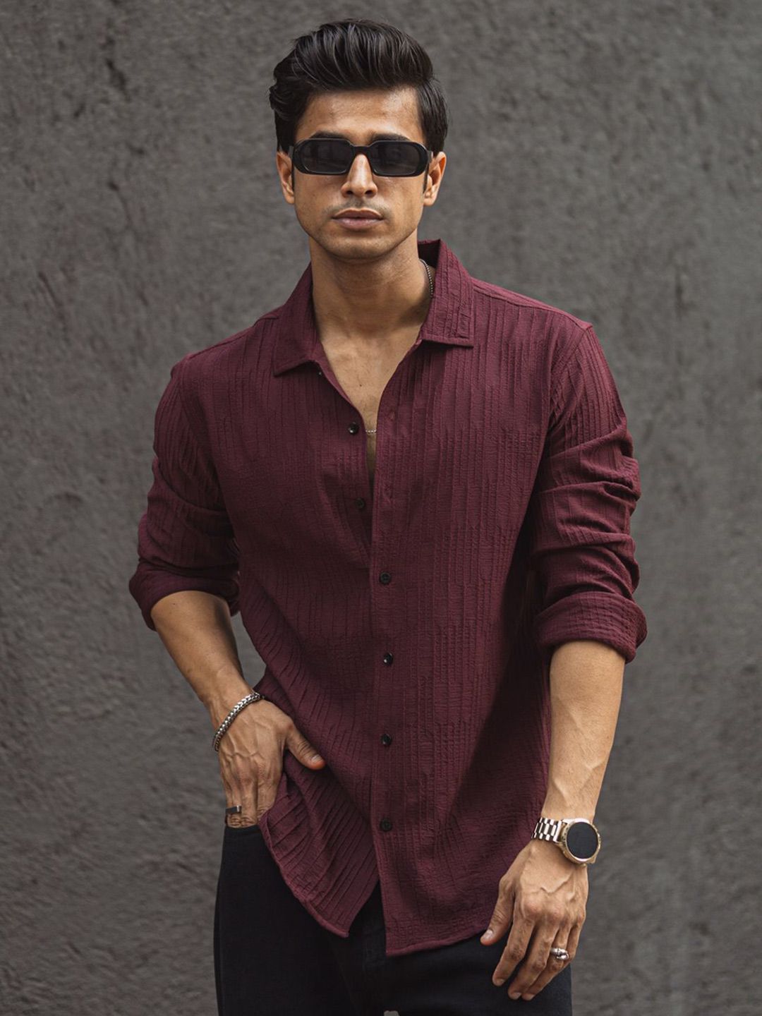 Powerlook Men Striped Spread Collar Casual Shirt