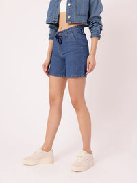 DressBerry Women Urban Softness Denim Above Knee Shorts