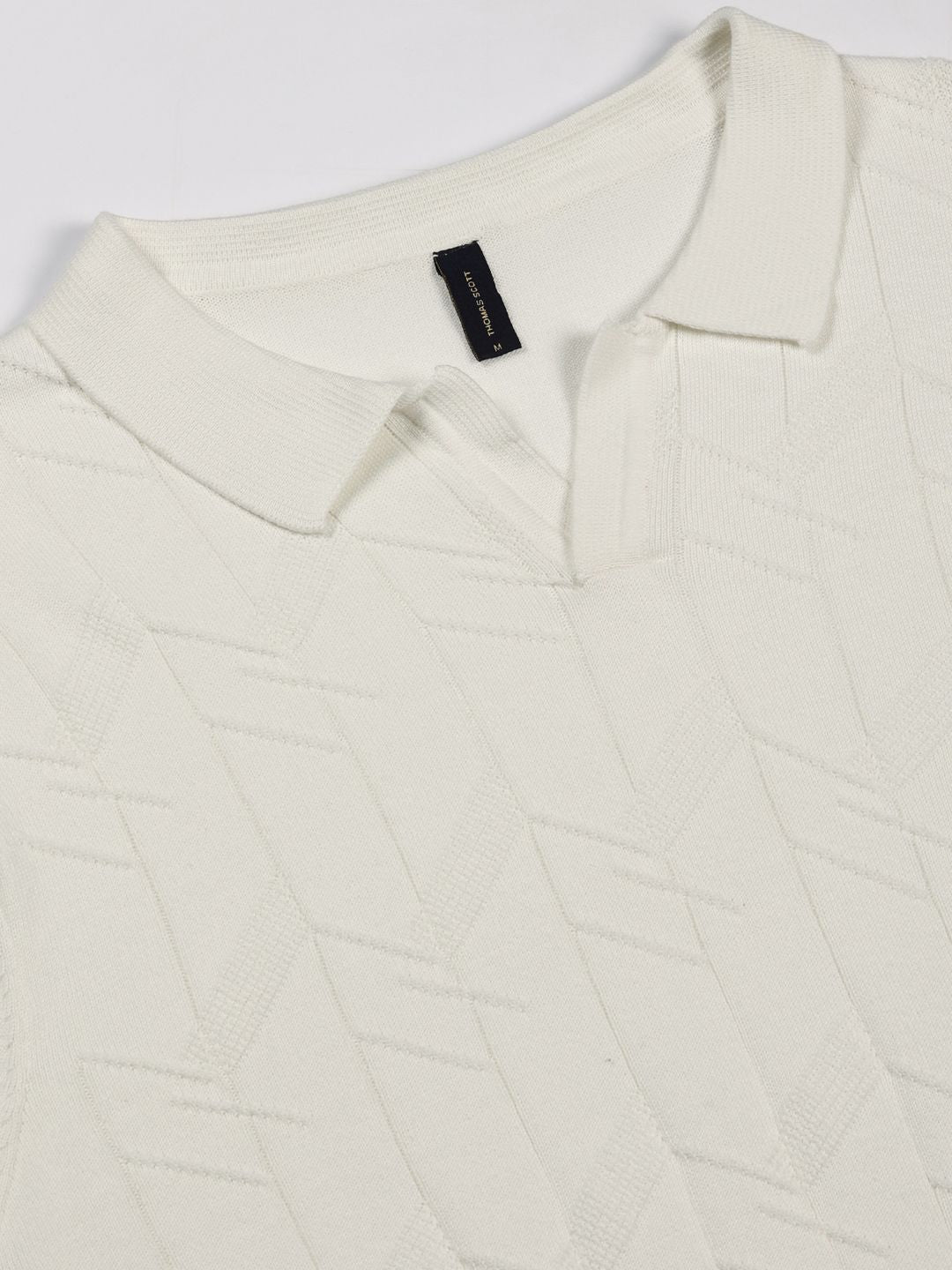 Thomas Scott Men Self Design Regular Fit Knitted Polo T-shirt