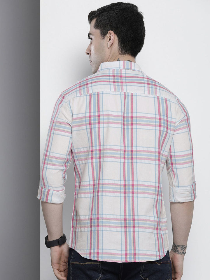 The Indian Garage Co Men Tartan Checked Cotton Casual Shirt