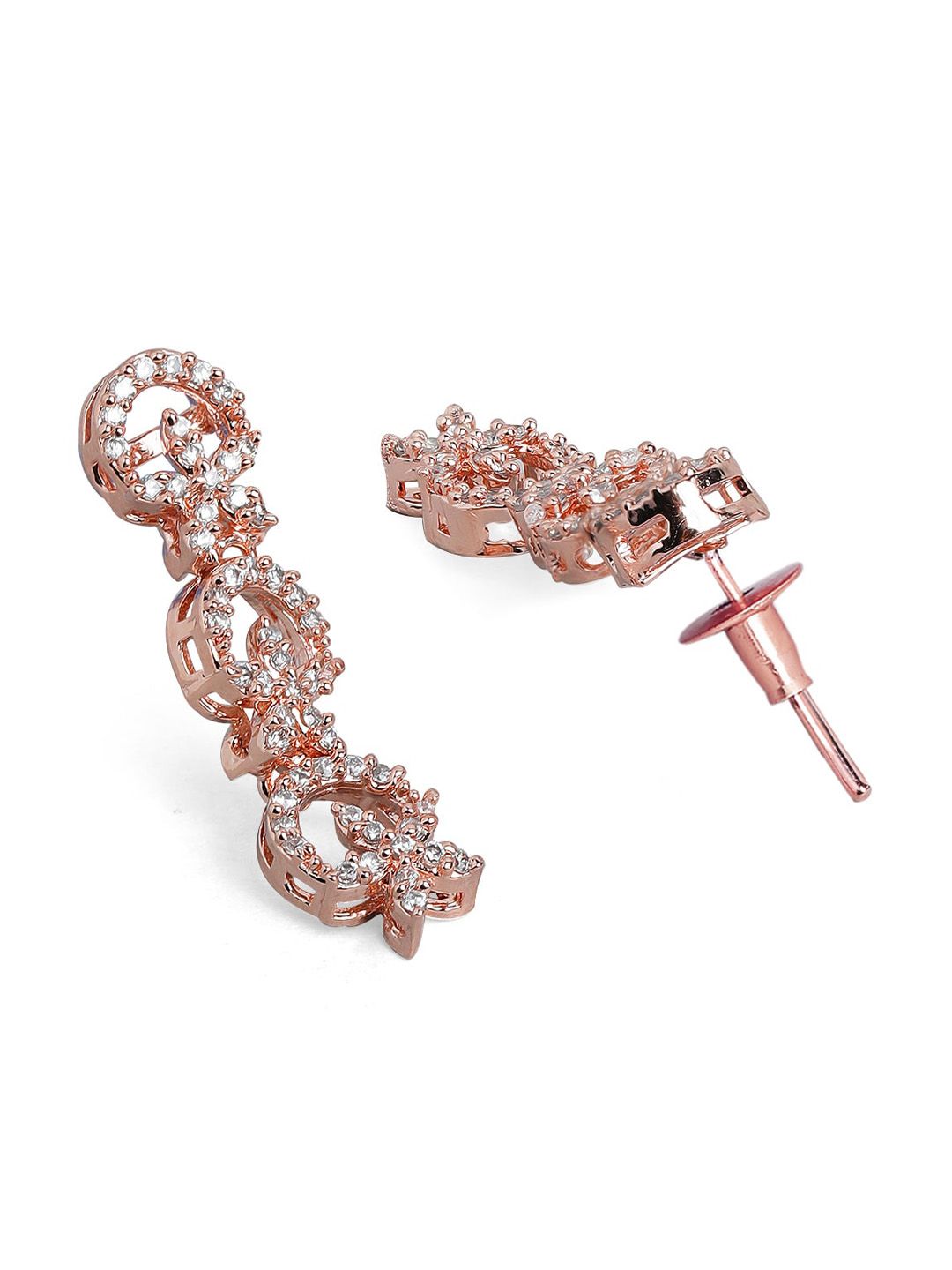 Rubans Rose Gold-Toned White CZ-Studded Handcrafted Jewellery Set
