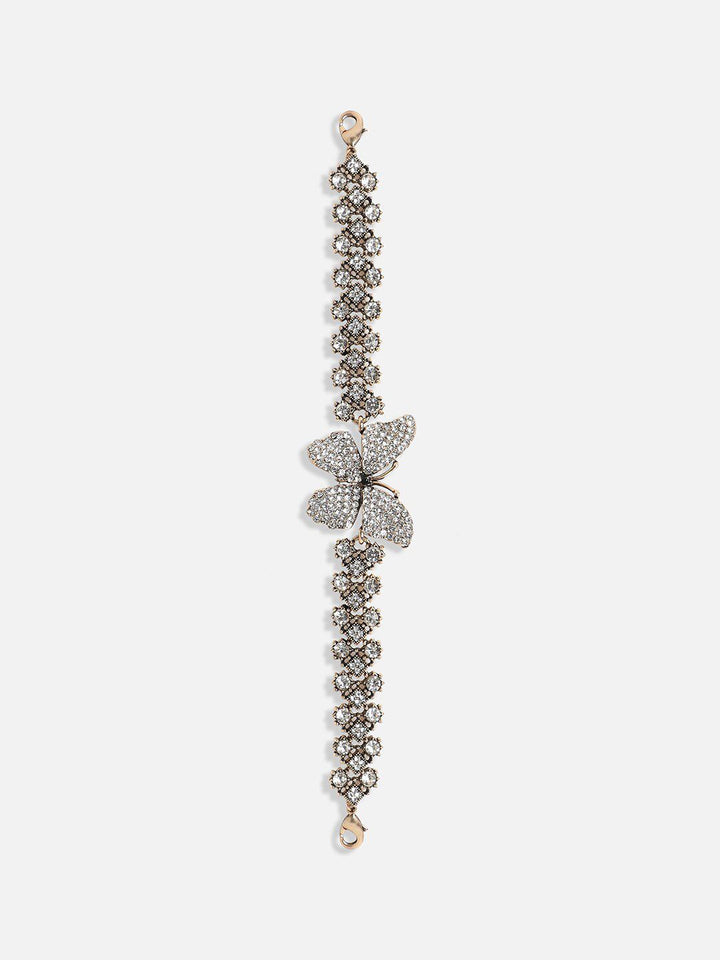 SOHI Gold-Plated Crystal Studded Charm Bracelet