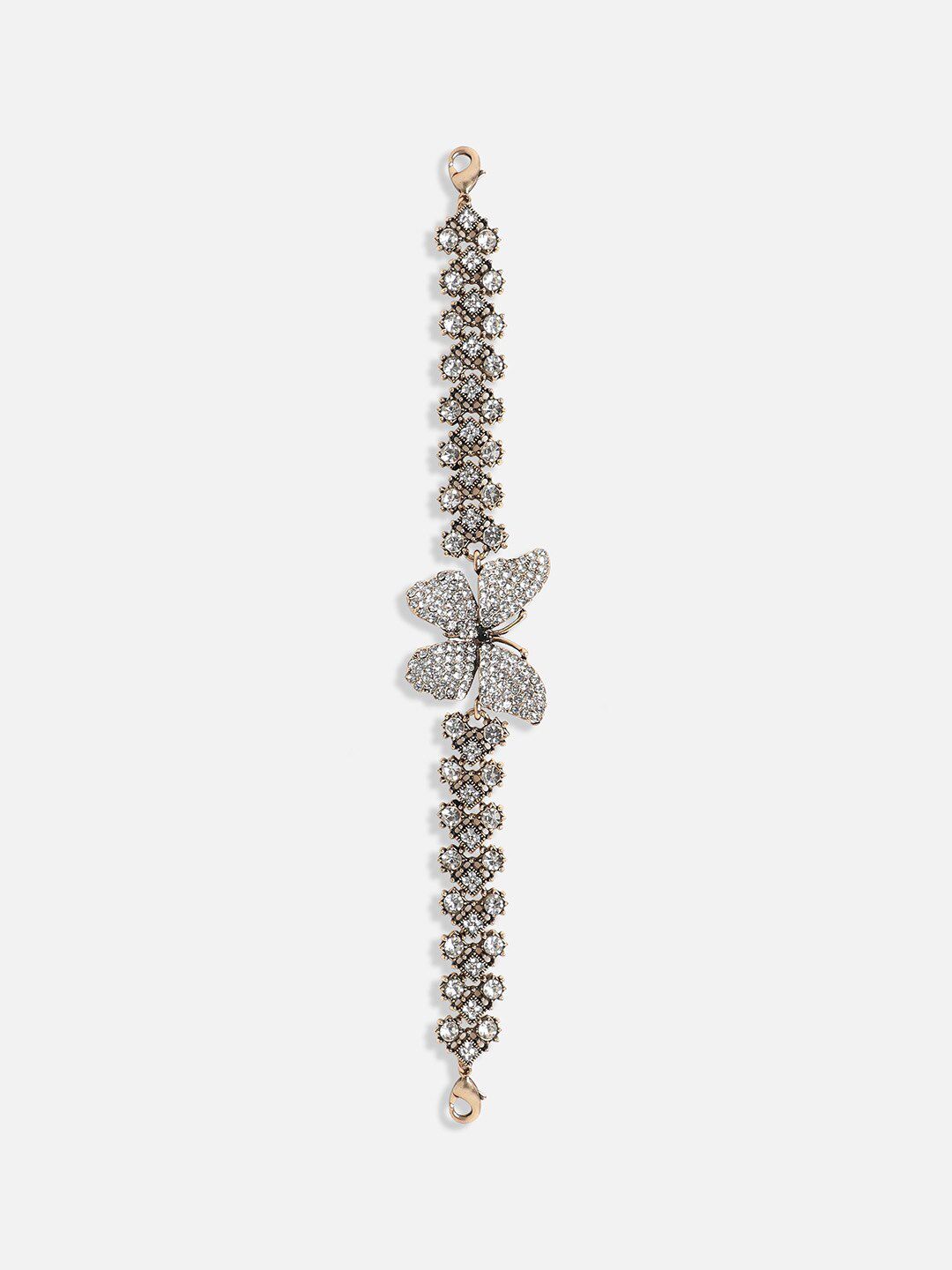 SOHI Gold-Plated Crystal Studded Charm Bracelet