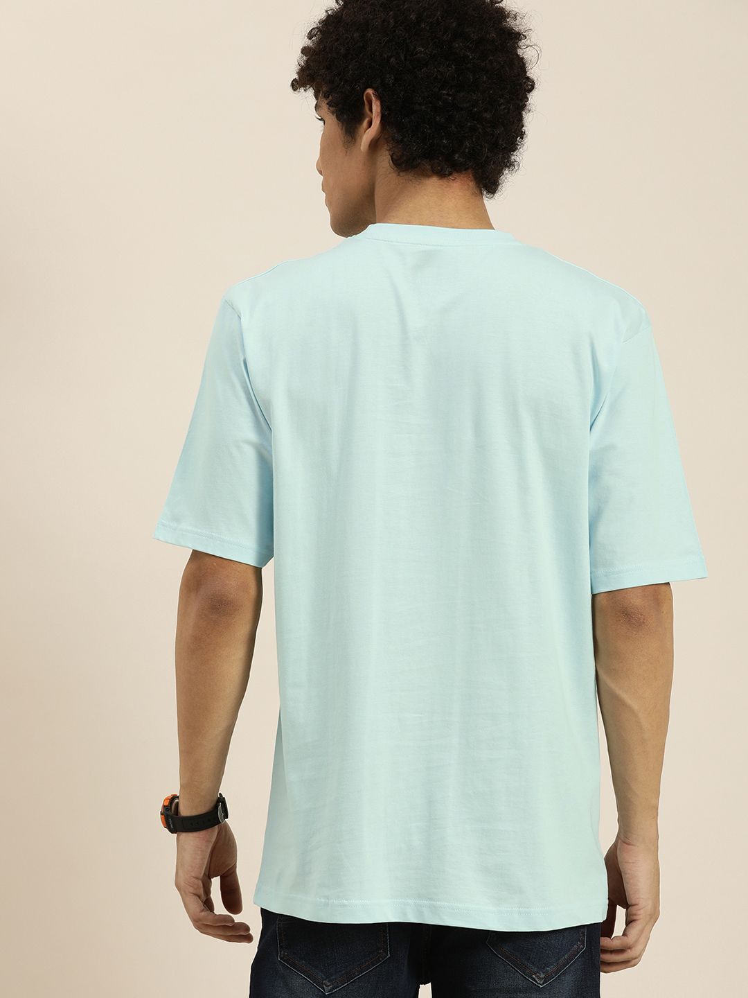 DILLINGER Men Blue Typography Printed Pure Cotton Oversized T-shirt
