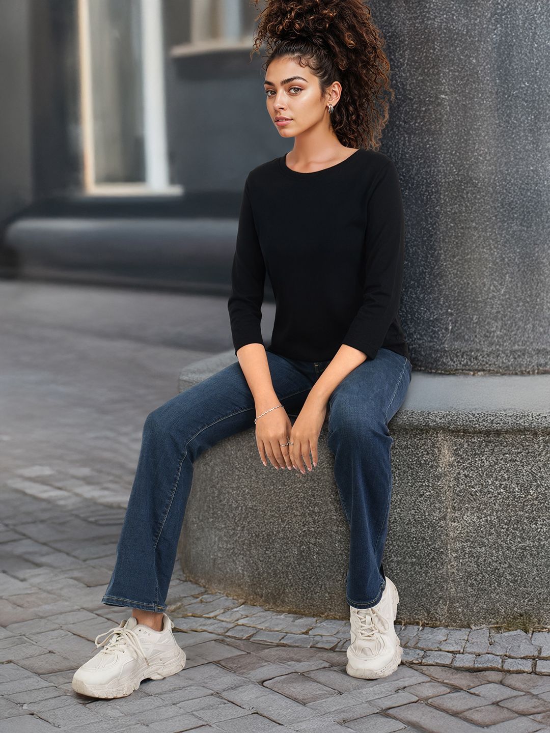 DressBerry Solid Round Neck Casual T-shirt
