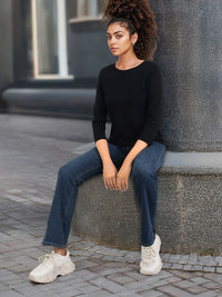 DressBerry Solid Round Neck Casual T-shirt