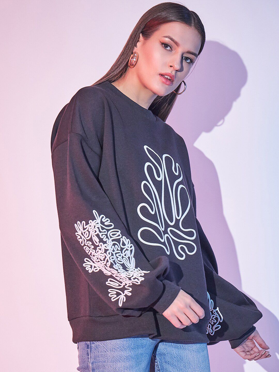 STREET 9 Graphic Printed Fleece Pullover