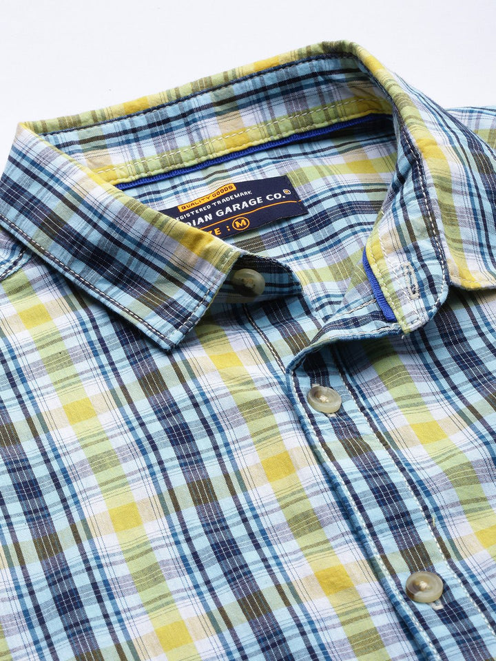 The Indian Garage Co Men Yellow Regular Fit Tartan Checks Opaque Checked Casual Shirt