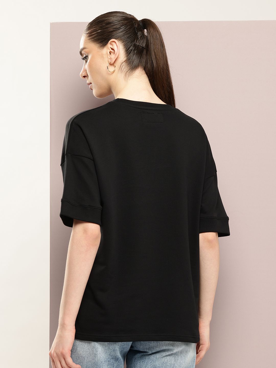 DILLINGER Women Oversized Drop Shoulder Ultra Soft Drapey Cotton Crew Neck T-Shirt