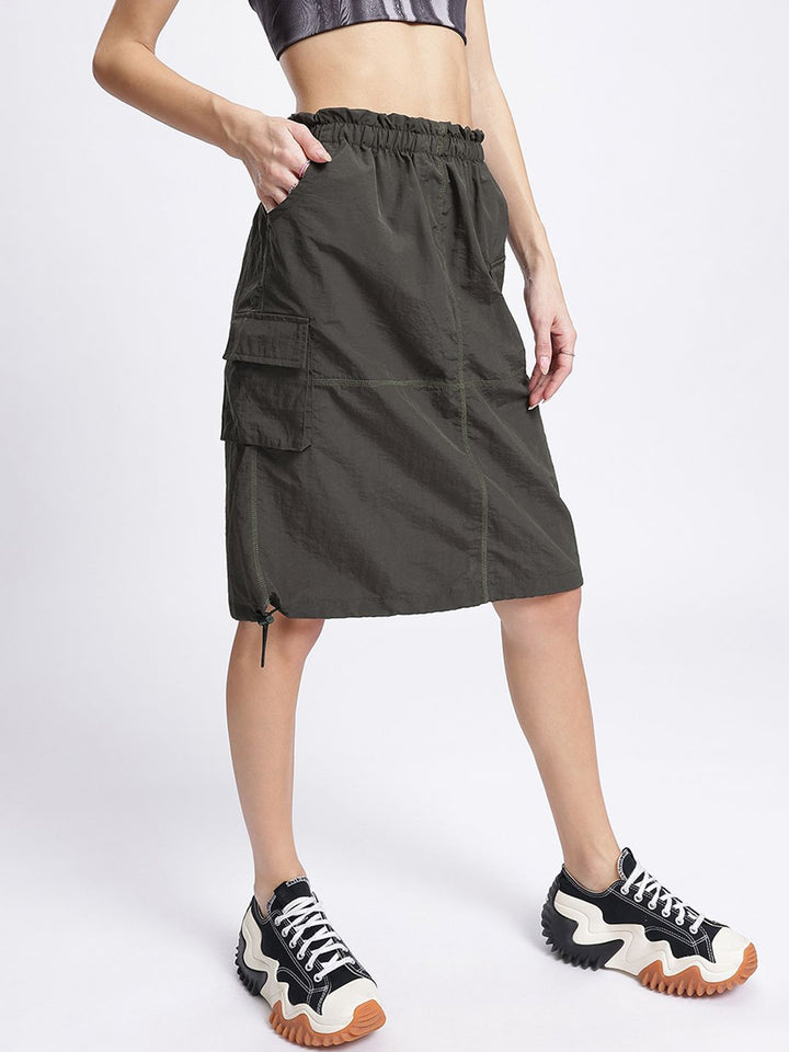 DressBerry Urban Edge Straight Skirt with Toggled Hem