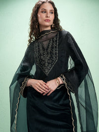 Vishudh Women Embroidered Regular Kurta with Trousers & With Dupatta