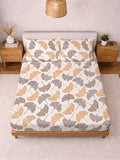 Myntra Elegant Homes Beige & Orange Floral 300 TC Cadar Katil King dengan 2 Sarung Bantal