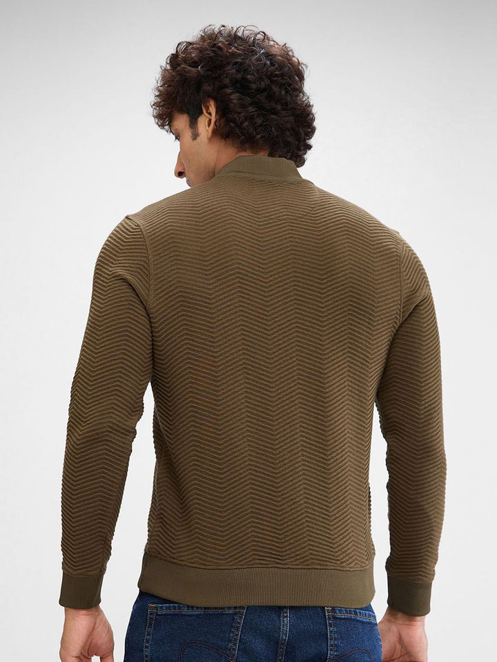 SPYKAR Men Solid Mock Collar Hooded Sweatshirt