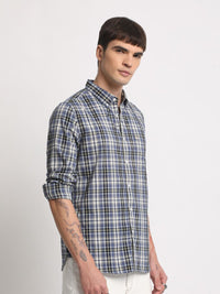 THE BEAR HOUSE Slim Fit Checked Pure Cotton Casual Shirt