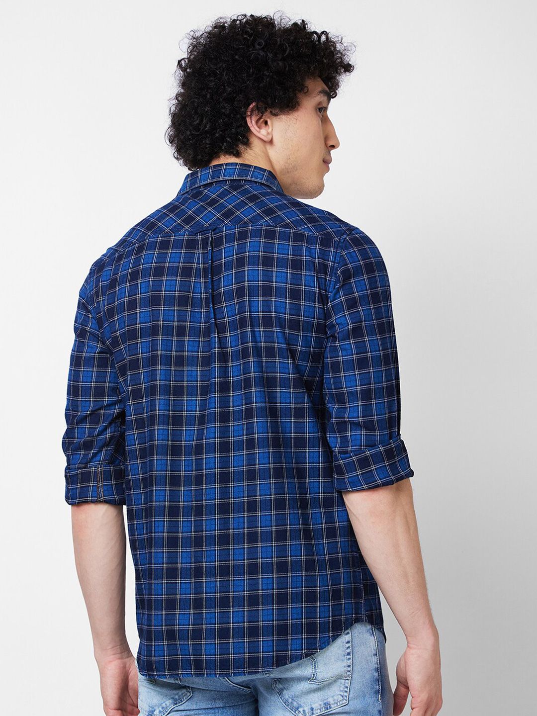 SPYKAR Men Tartan Checked Opaque Cotton Casual Shirt