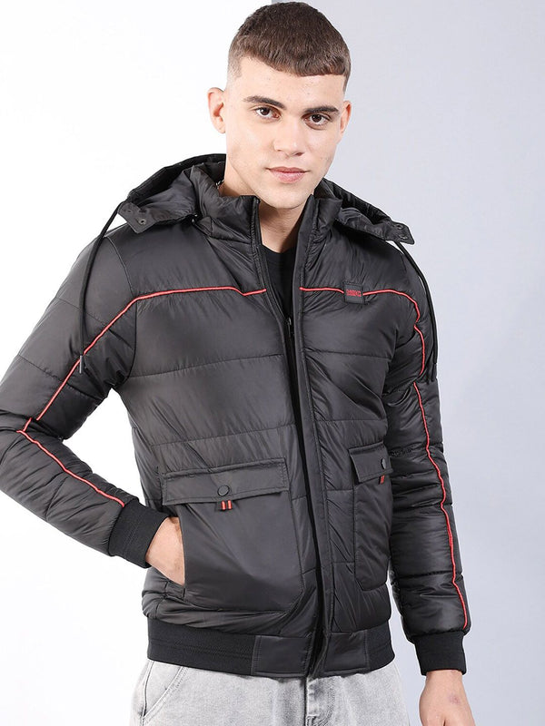 The Indian Garage Co Men Regular Fit Puffer Jacket with Detachable Hood