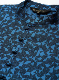 SOJANYA Cetakan Geometrik Kurta Kolar Mandarin