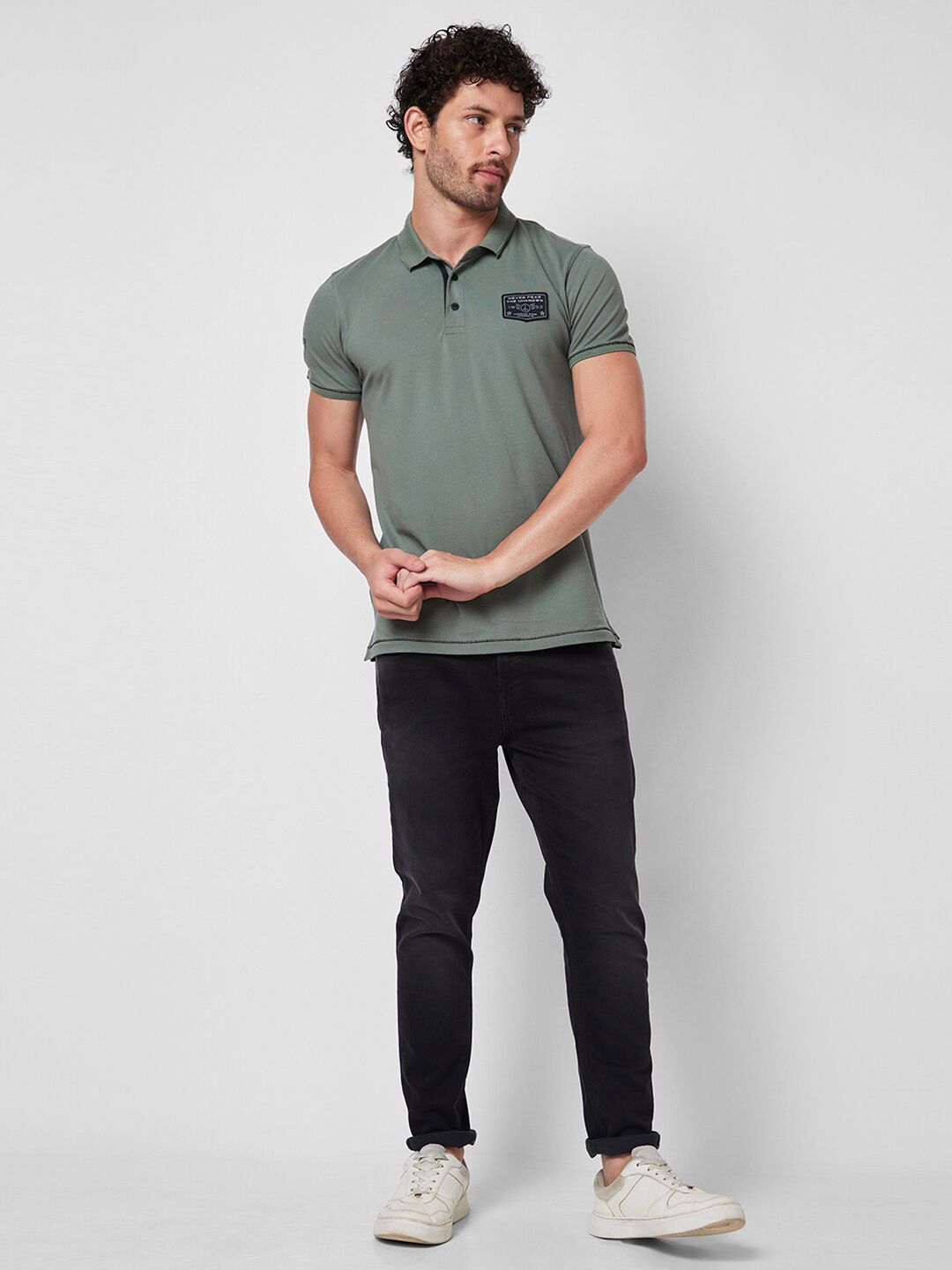 SPYKAR Polo Collar Cotton Slim Fit T-shirt