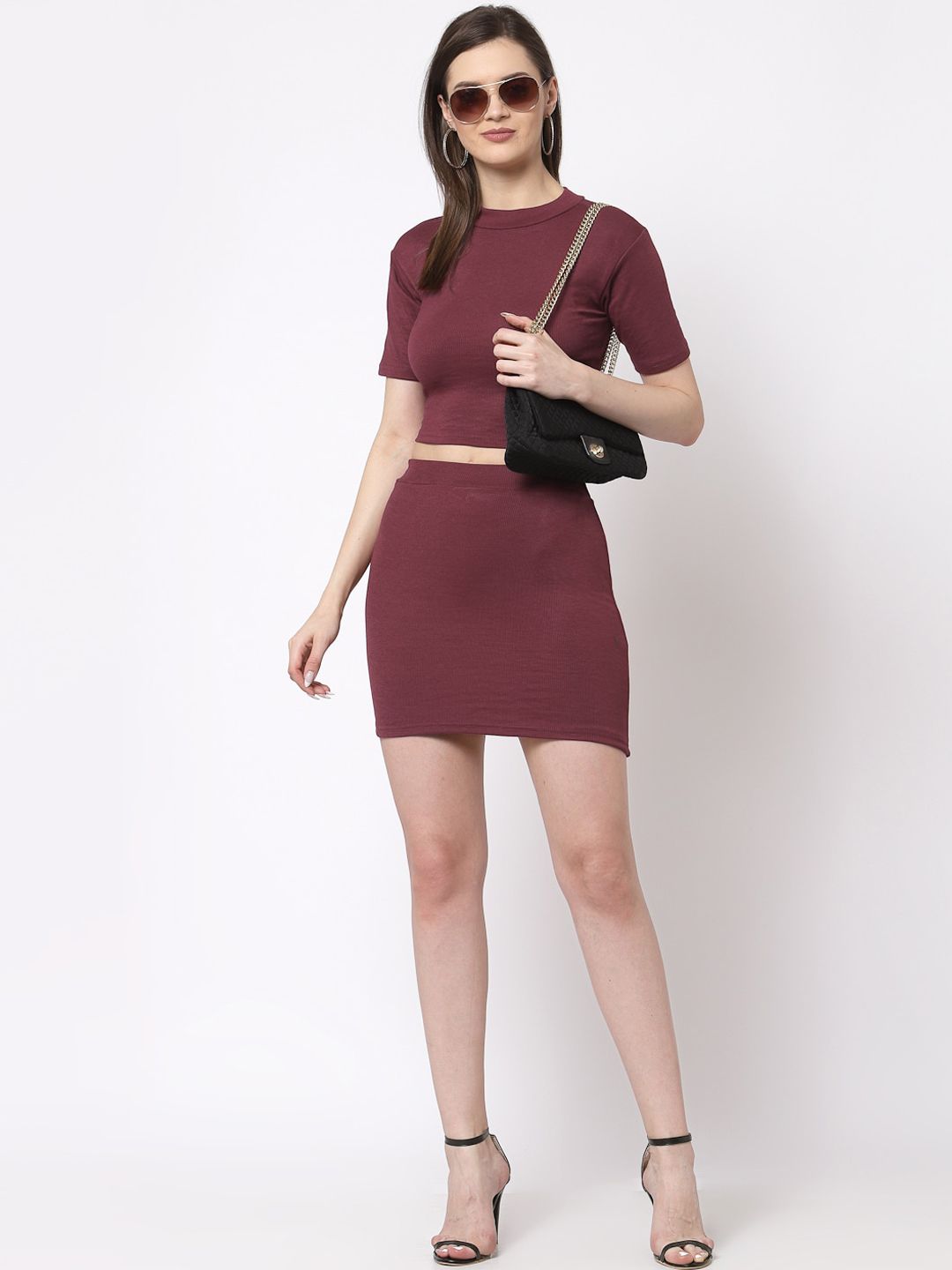 KLOTTHE Women Maroon Solid Co-Ords