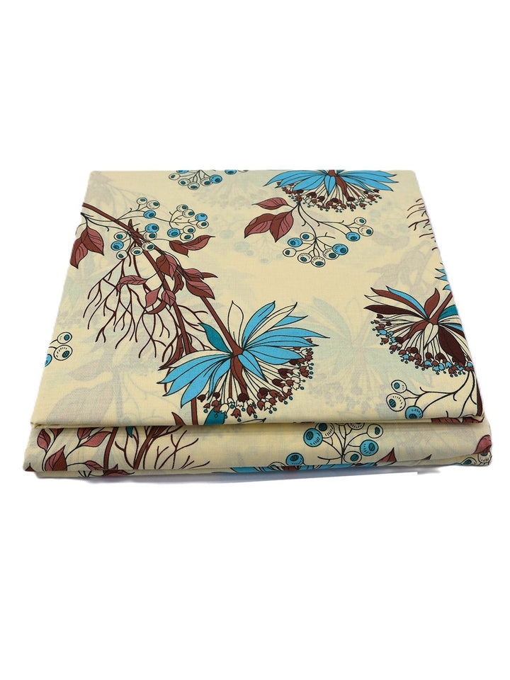 BOMBAY DYEING Brown & White Floral Cotton 140 TC Single Bedsheet Set-1.50 m X 2.28 m