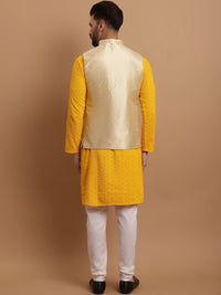 SOJANYA Ethnic Motif Embroidered Regular Pure Cotton Kurta with Churidar