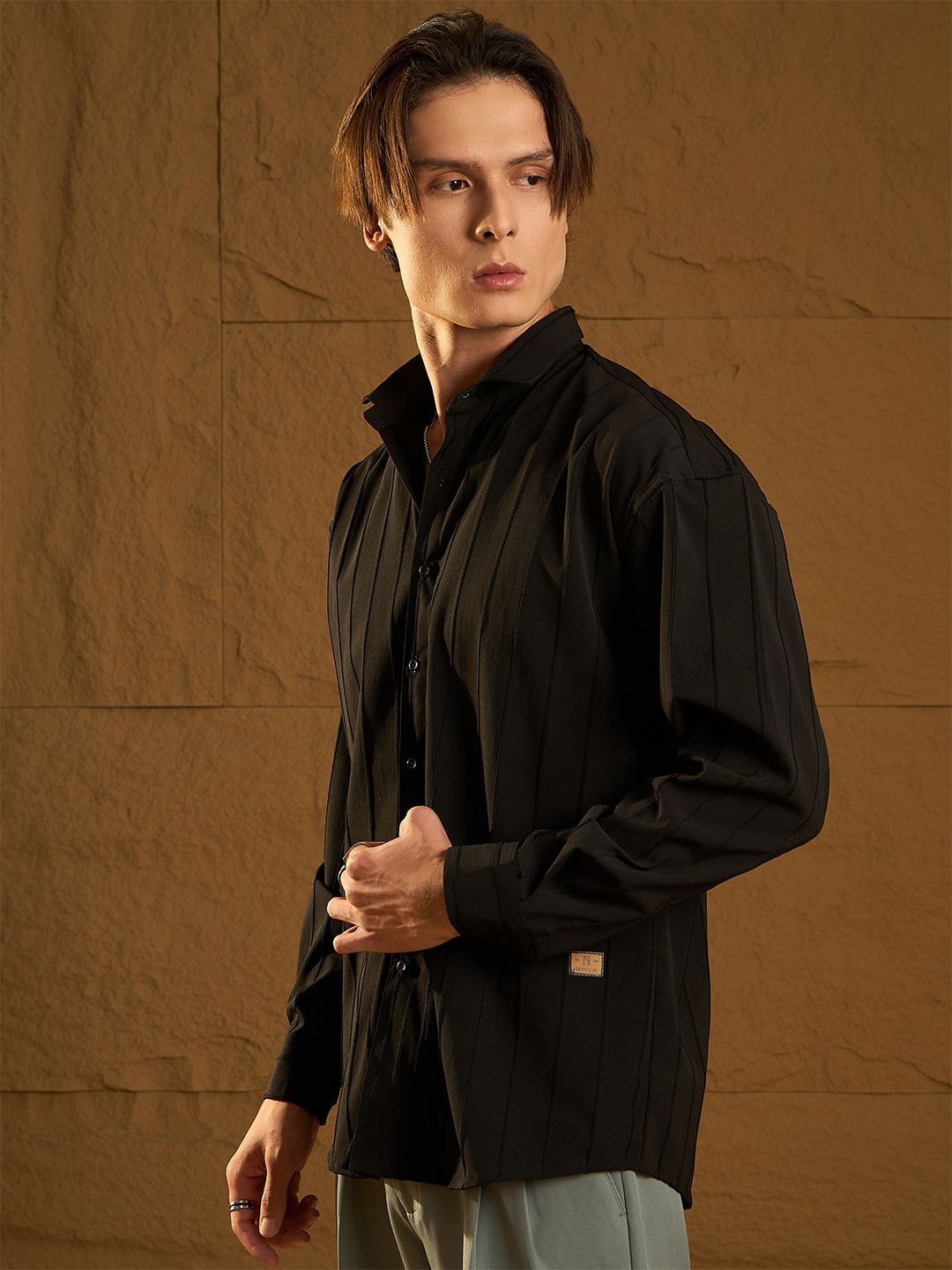 Dennison Drop Shoulder Oversized Pintuck Shirt