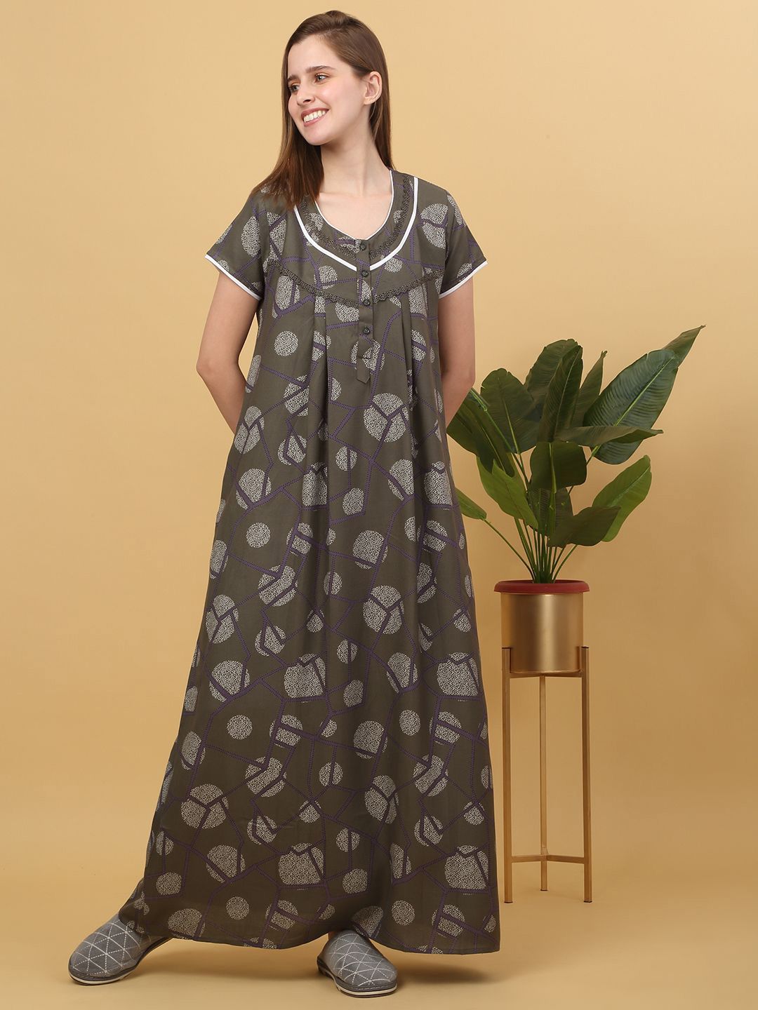 Sweet Dreams Printed Maxi pure cotton Nightdress