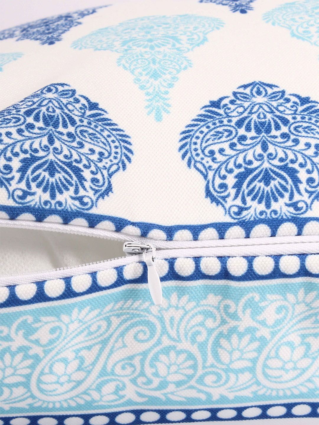 STITCHNEST Blue & White 5 Pieces Ethnic Motifs Square Cushion Covers