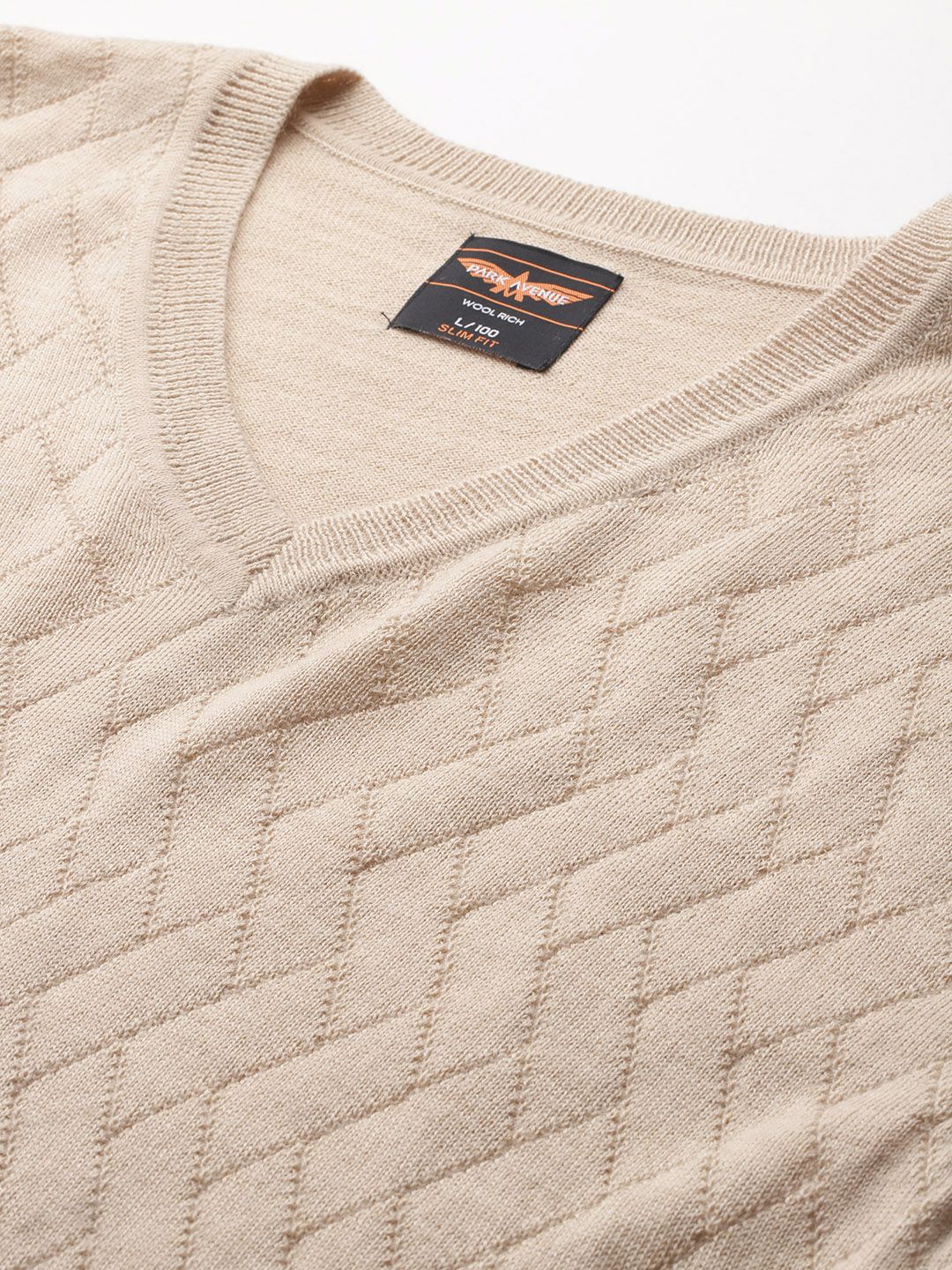 Park Avenue Self Design V-Neck Sweater